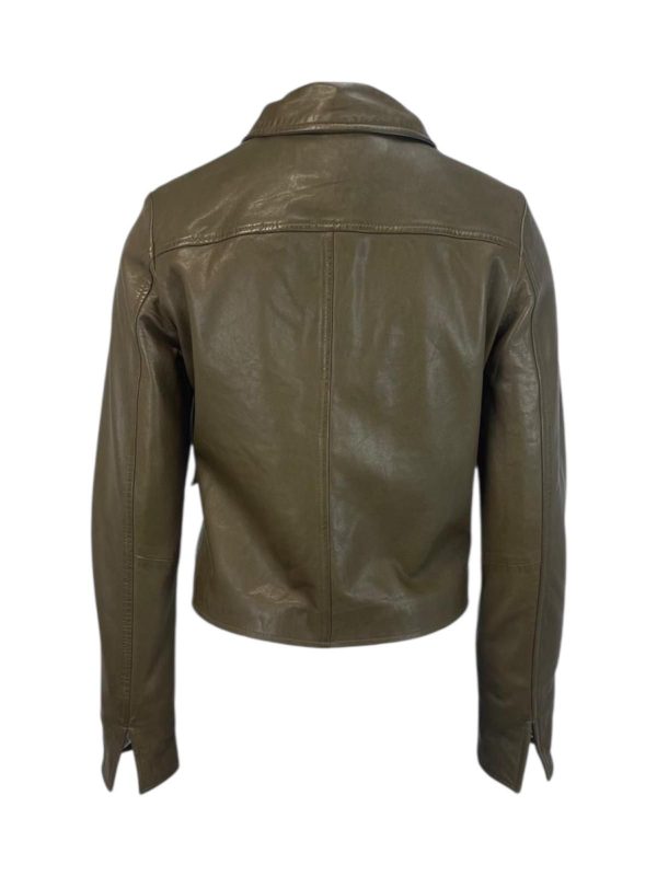 Dames Korte Khaki Echte Leren Jas - Arwa - Afbeelding 3