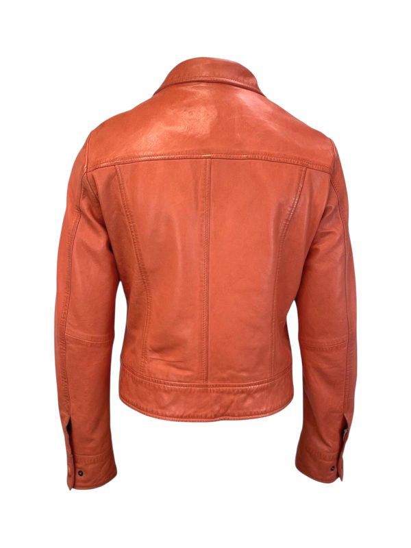 Dames Korte Echte Leren Oranje Leren Jas - Quinn - Afbeelding 3