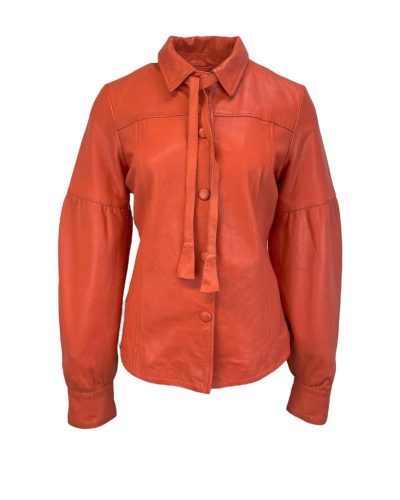 Dames Oranje Leren Blouse - Tatum