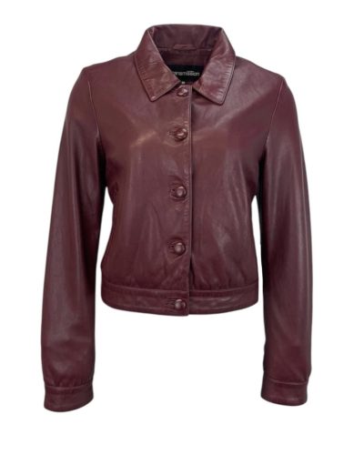 Dames Korte Bordeaux Echte Leren Jas - Sierra