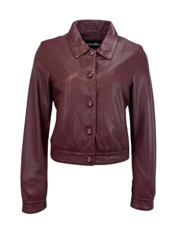 Dames Korte Bordeaux Echte Leren Jas - Sierra