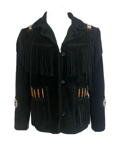 Leren dames jas met franje-salsa