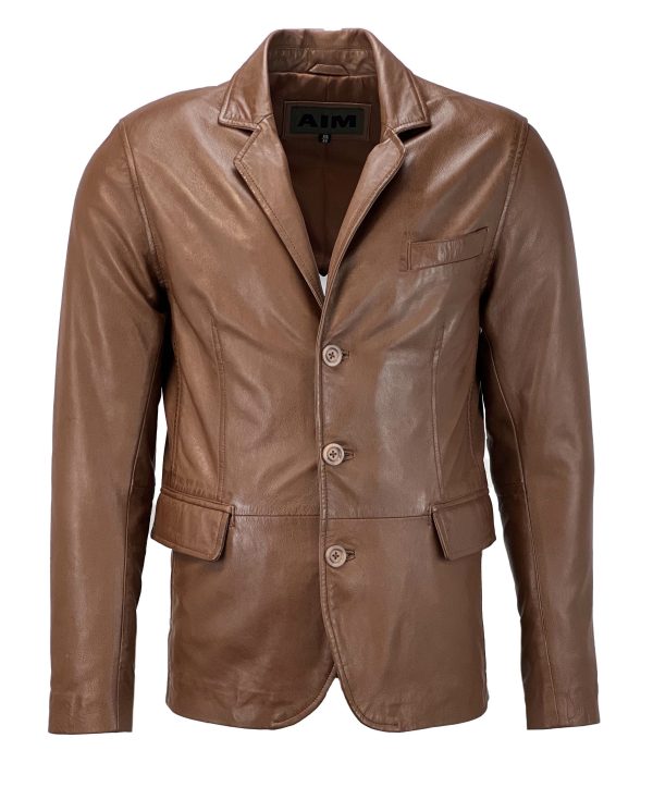 Cognac echt leren heren blazer -Anderson