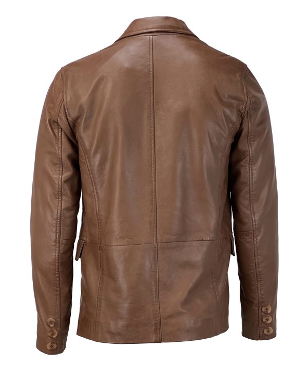 Cognac echt leren heren blazer -Anderson - Afbeelding 3