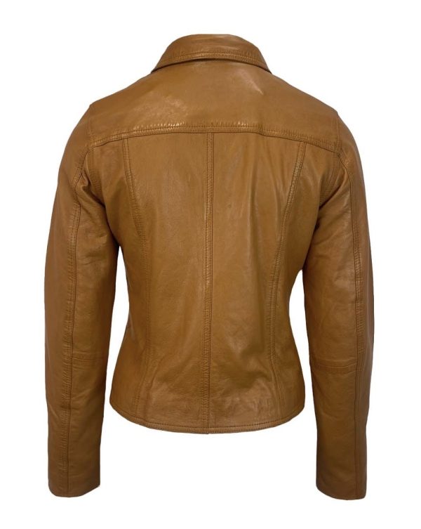 Dames Korte Bruine Echte Leren Jas - Yasamin - Afbeelding 3