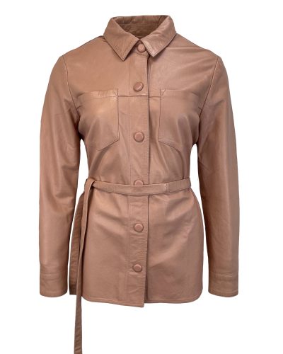 Dames Roze Echte Leren Blouse - Sophie