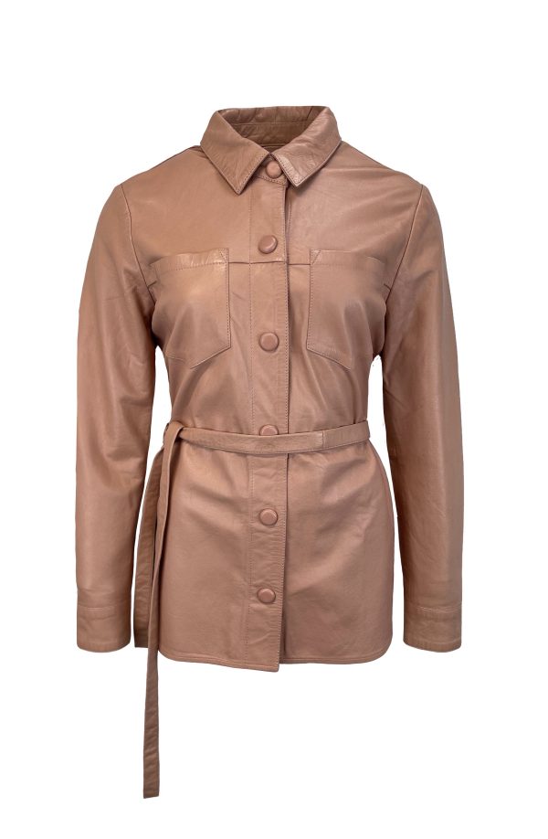 Dames Roze Echte Leren Blouse - Sophie