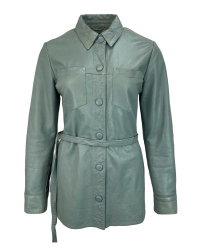 Dames Turquoise Echte Leren Blouse - Sophie