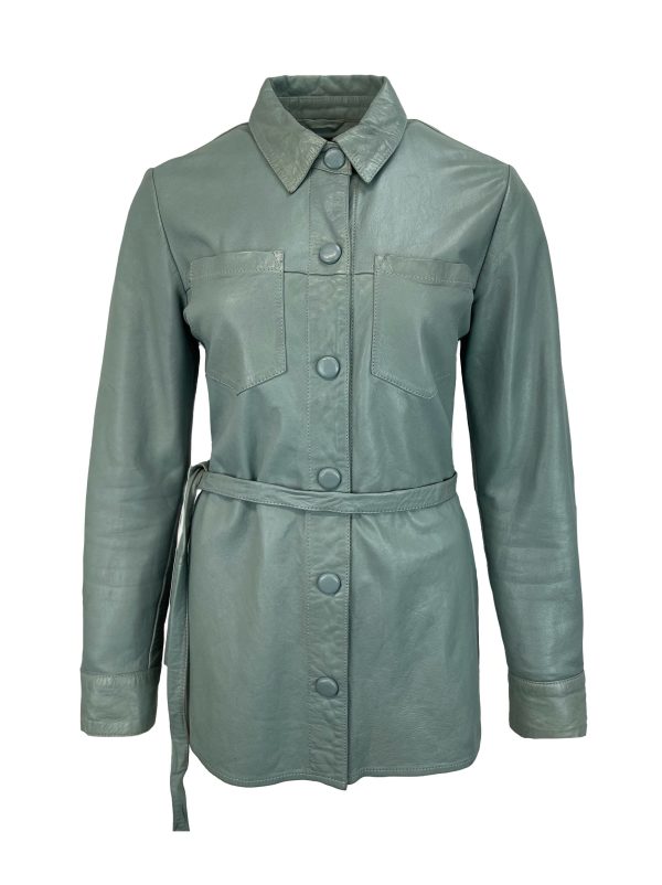 Dames Turquoise Echte Leren Blouse - Sophie