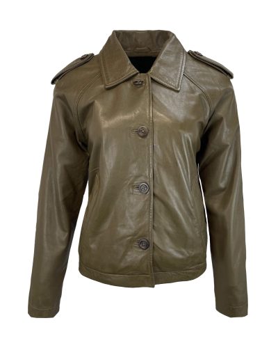 Dames Korte Khaki Echte Leren Jas - Maha