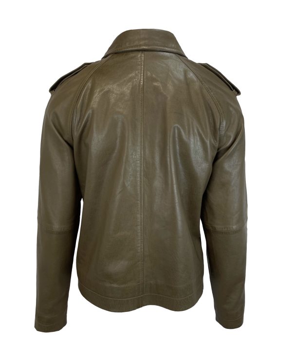 Dames Korte Khaki Echte Leren Jas - Maha - Afbeelding 2
