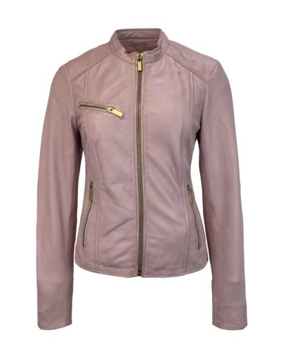 Dames Korte Roze Echte Leren Jas - Tiana