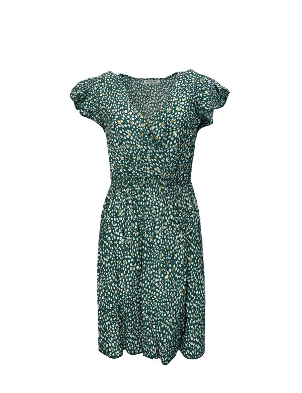 Korte Groene Zomerjurk Met Gouden Details - Dareen