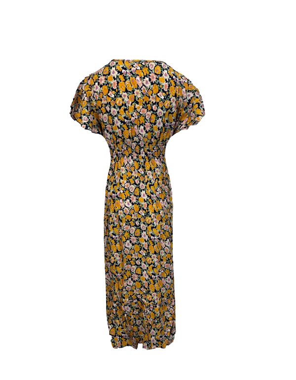 Lange Oranje Zomerjurk Met Bloemenprint - Mila - Afbeelding 2
