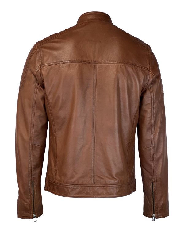 Heren leren bikerjack cognack -Pablo - Afbeelding 6