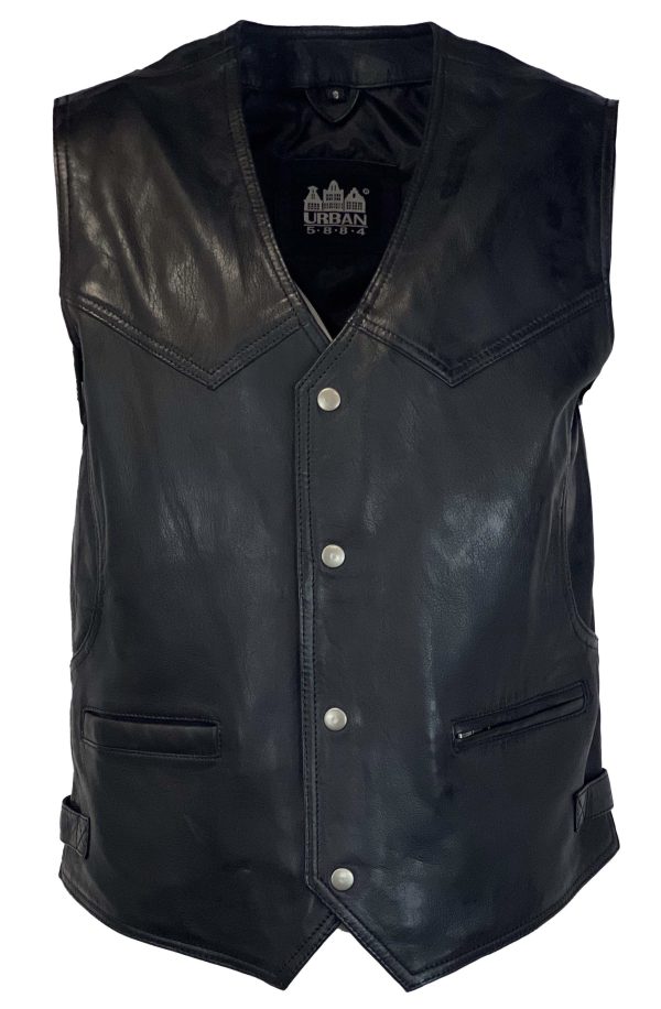 Zwarte leren heren vest-Lerato