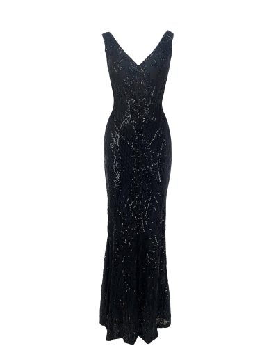 Zwarte Lange Glitter Galajurk - Nikaila