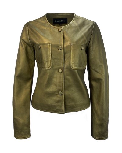 Dames Korte Gouden Echte Leren Jas -Lotje