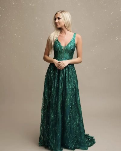 Groene glitter galajurk - Leilana
