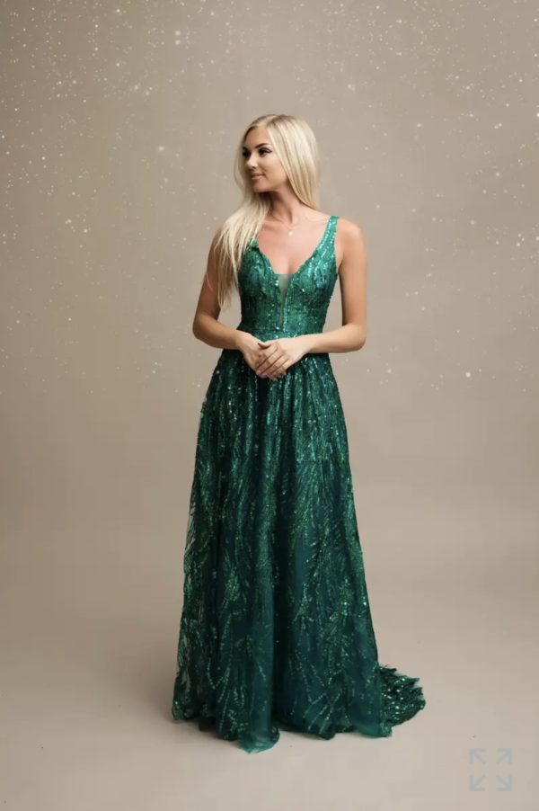 Groene glitter galajurk - Leilana