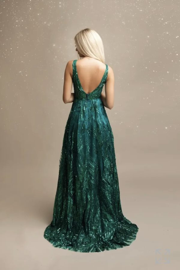 Groene glitter galajurk - Leilana - Afbeelding 2