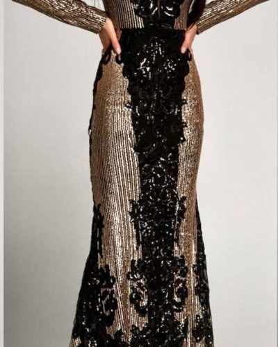 Zwarte/Gouden Glitter Paillettenjurk - Alaya
