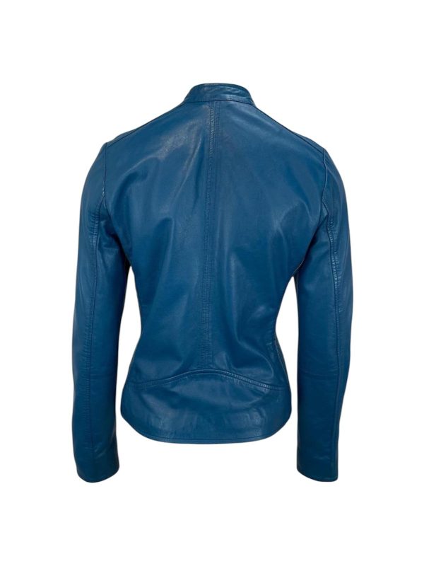 Dames Korte Blauwe Echte Leren Jas - Tiana - Afbeelding 3