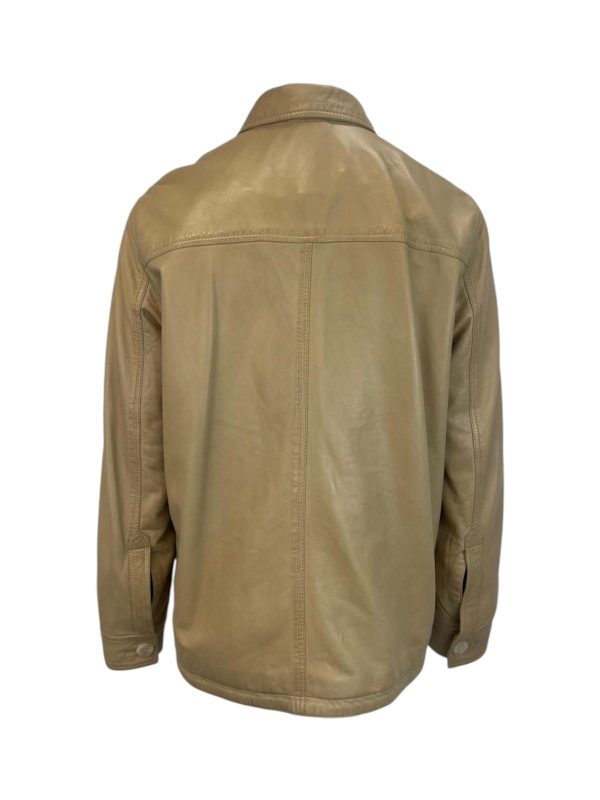Dames Beige Echte Leren Blouse Met Crème Knopen - Raissa - Afbeelding 3