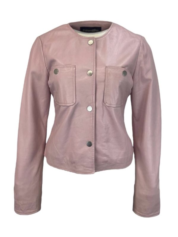 Dames Korte Roze Echte Leren Jas - Lotje
