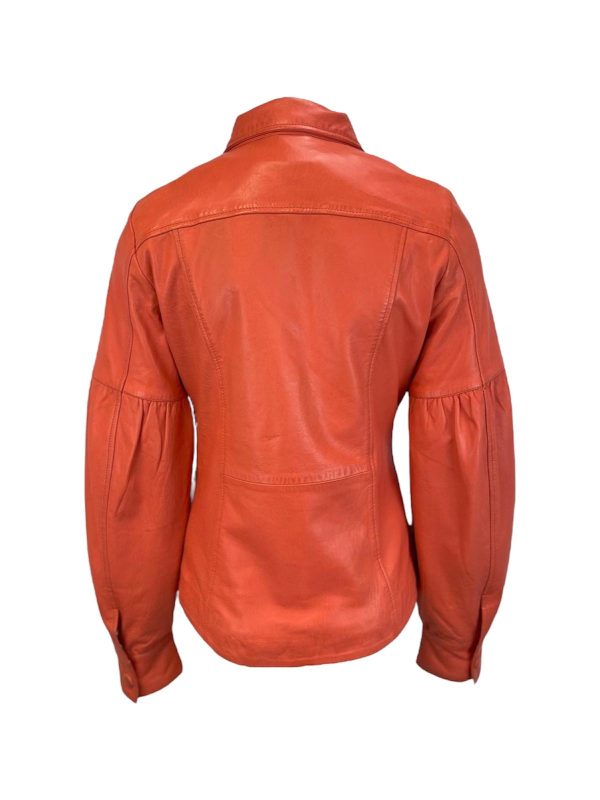 Dames Oranje Leren Blouse - Tatum - Afbeelding 3