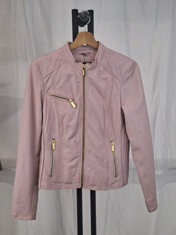 Dames Korte Roze Echte Leren Jas - Tiana