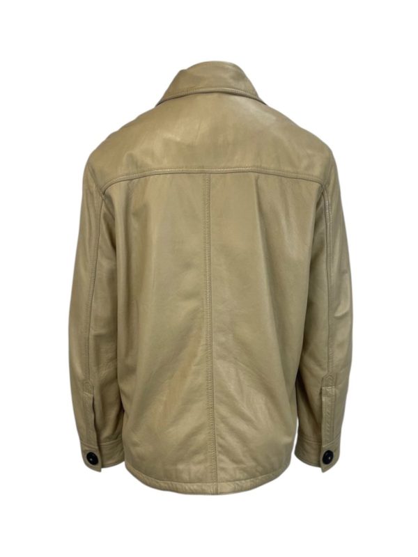 Dames Beige Echte Leren Blouse Met Zwarte Knopen - Raissa - Afbeelding 3