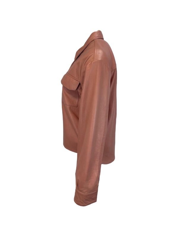Dames Korte Roze Leren Blouse - Koko - Afbeelding 2
