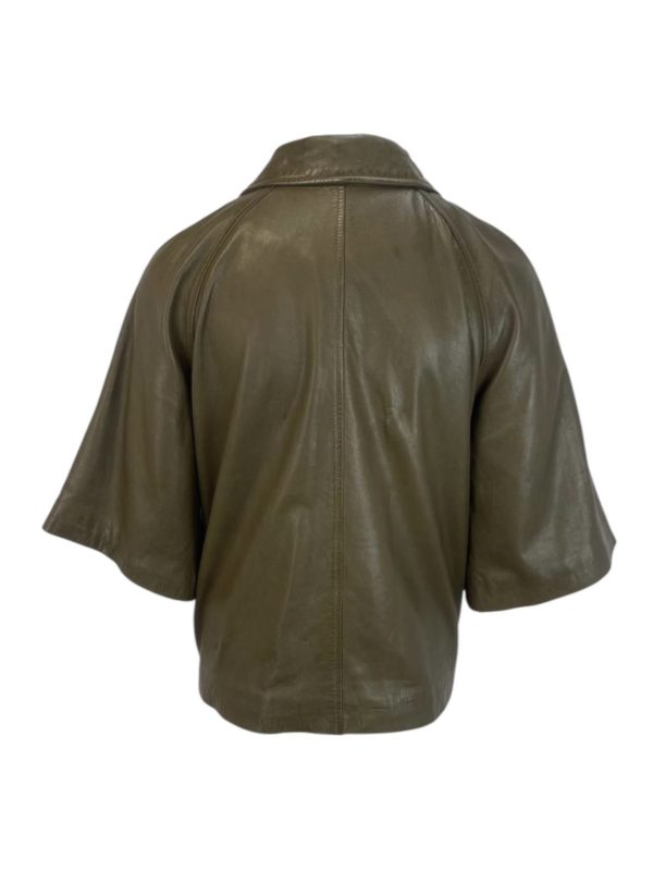 Dames Korte Khaki Echte Leren Jas - Noura - Afbeelding 3