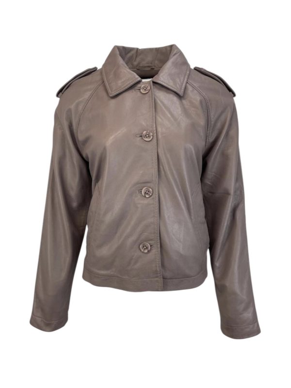 Dames Korte Mauve Leren jas - Maha