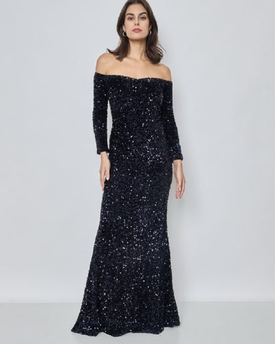 Zwarte Off-shoulder galajurk - Azzurra