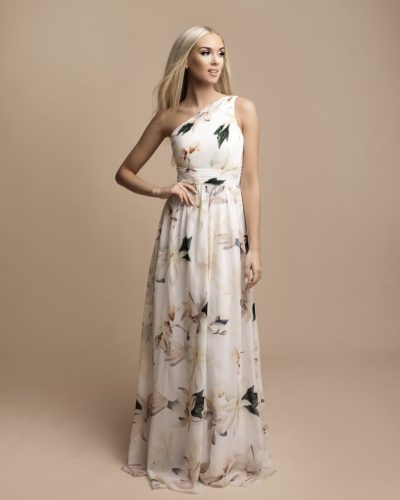 Witte Asymmetrische Bloemenjurk - Annetta