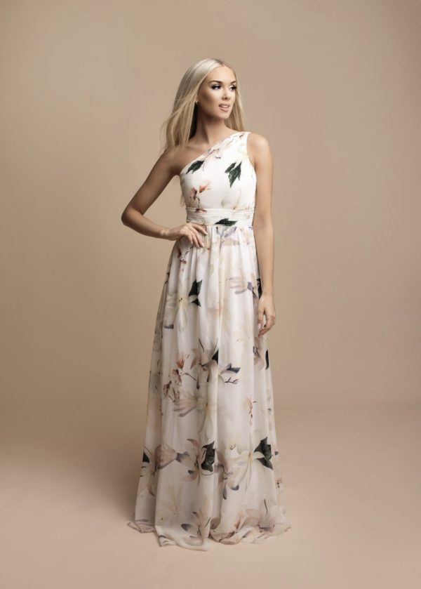 Witte Asymmetrische Bloemenjurk - Annetta