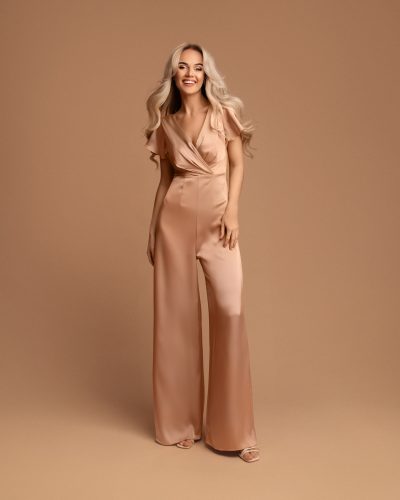 Roze gala jumpsuit – Carmina - bestel bij BK Leder Roze gala jumpsuit - Carmina