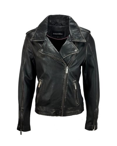 Dames echte leren zwarte bikerjack – Murcia - bestel bij BK Leder Dames echte leren zwarte bikerjack - Murcia