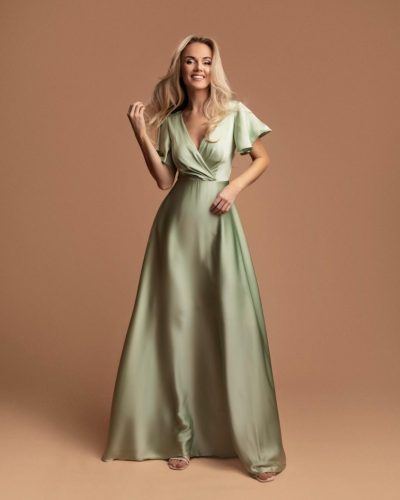 Lange mintgroene effen galajurk -Margot