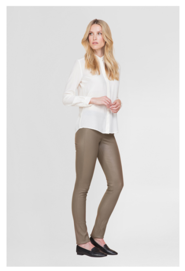 Dames kaki echt leren legging - Uma - Afbeelding 2