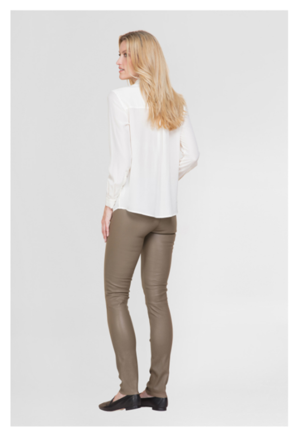 Dames kaki echt leren legging - Uma - Afbeelding 3