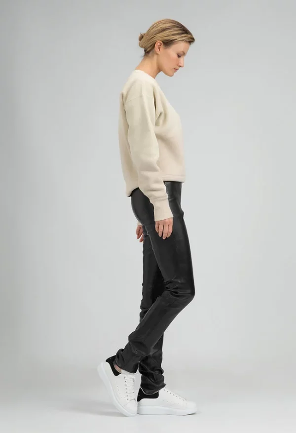 Dames zwart echt leren legging - Uma - Afbeelding 2