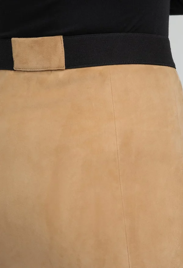 Dames taupe echt leren suede kokerrok - Coco - Afbeelding 4