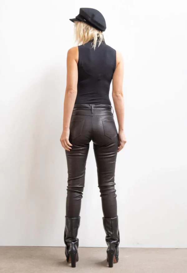Dames zwart echt leren broek - Jean - Afbeelding 3