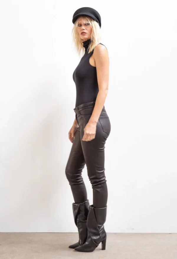 Dames zwart echt leren broek - Jean - Afbeelding 2