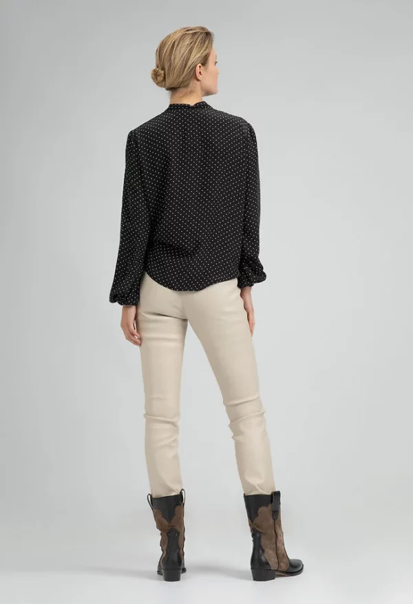 Dames ecru echt leren legging - Uma - Afbeelding 2
