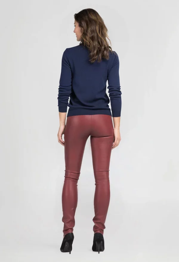 Dames wine rood echt leren legging - Uma - Afbeelding 2