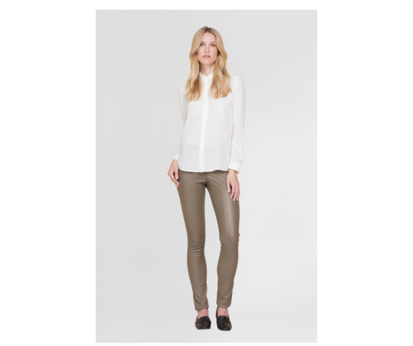 Dames kaki echt leren legging - Uma